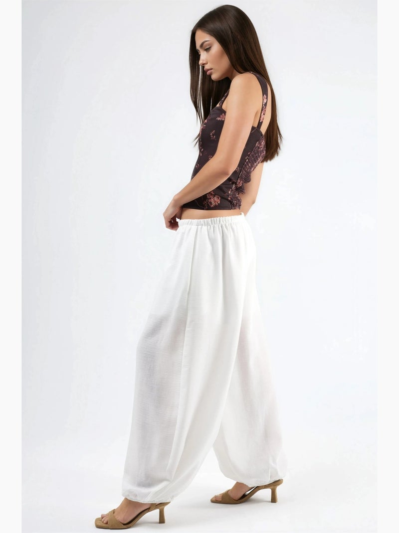 Calças jogger de cintura baixa e corte baggy hiccup Branco - Kiabi