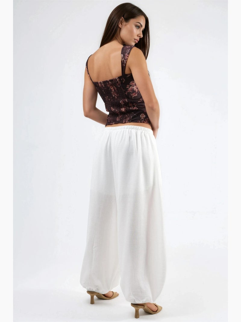 Calças jogger de cintura baixa e corte baggy hiccup Branco - Kiabi