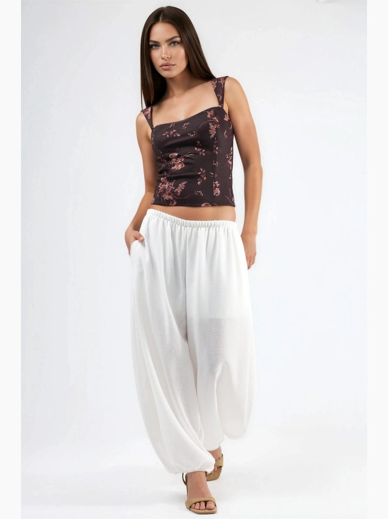Calças jogger de cintura baixa e corte baggy hiccup Branco - Kiabi