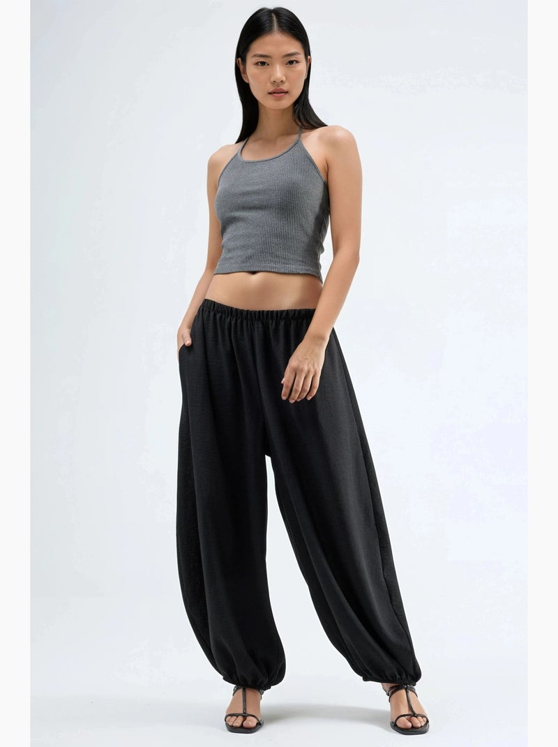 Calças jogger de cintura baixa e corte baggy hiccup Preto - Kiabi