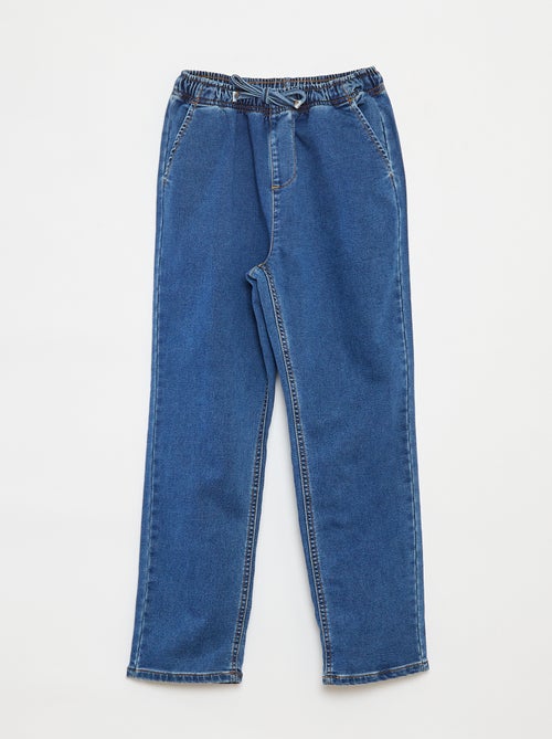 Calças jogger de ganga com cós elástico - Kiabi