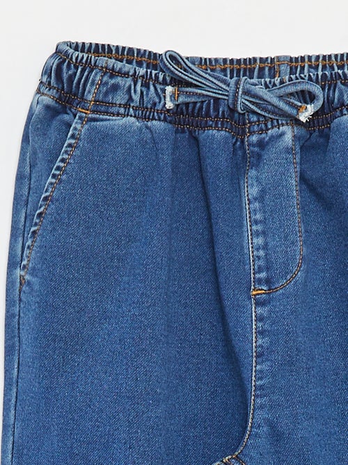 Calças jogger de ganga com cós elástico - Kiabi