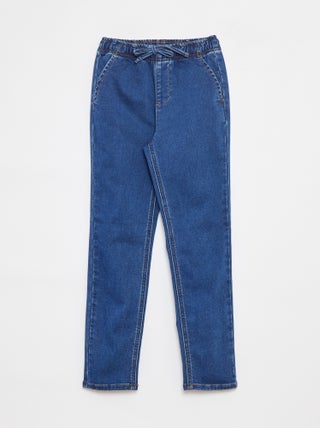 Calças jogger de ganga com cós elástico