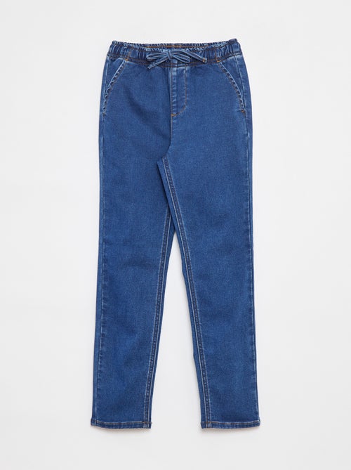 Calças jogger de ganga com cós elástico - Kiabi