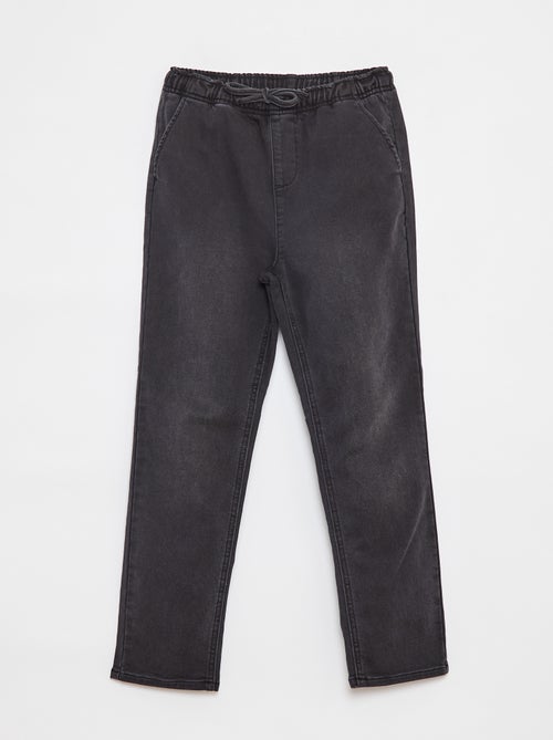 Calças jogger de ganga com cós elástico - Kiabi