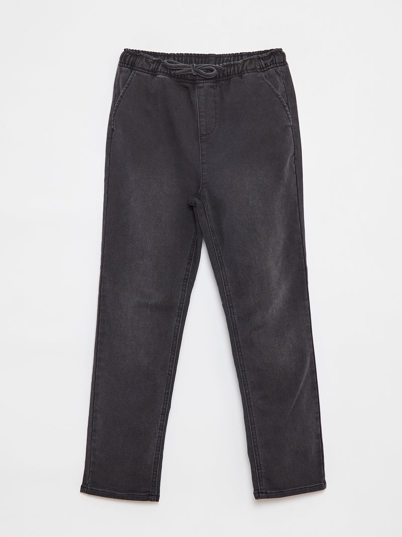 Calças jogger de ganga com cós elástico Cinza - Kiabi