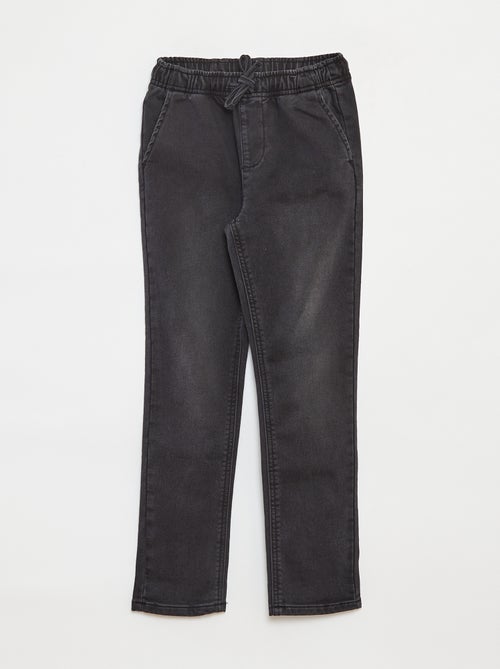 Calças jogger de ganga com cós elástico - Kiabi