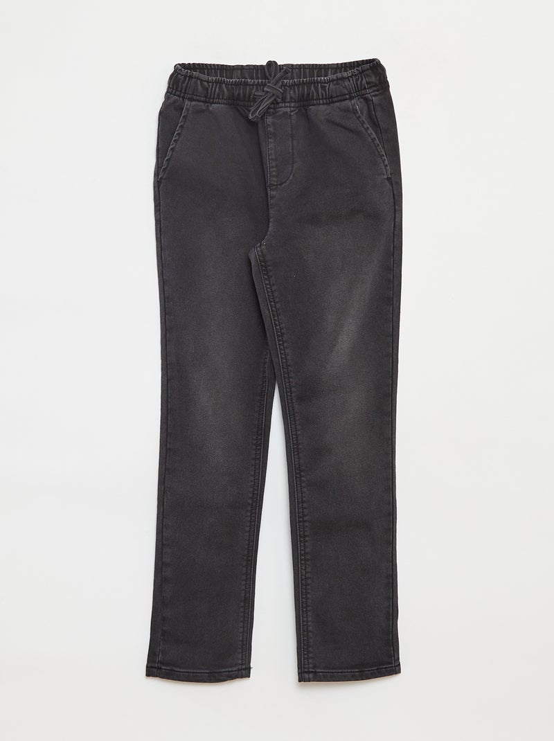 Calças jogger de ganga com cós elástico Cinza - Kiabi