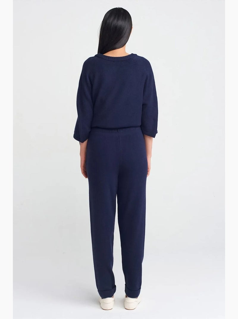Calças jogger de malha com lurex para mulher dilvin Azul-marinho - Kiabi