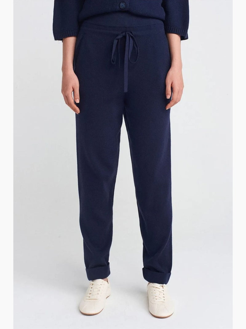 Calças jogger de malha com lurex para mulher dilvin Azul-marinho - Kiabi