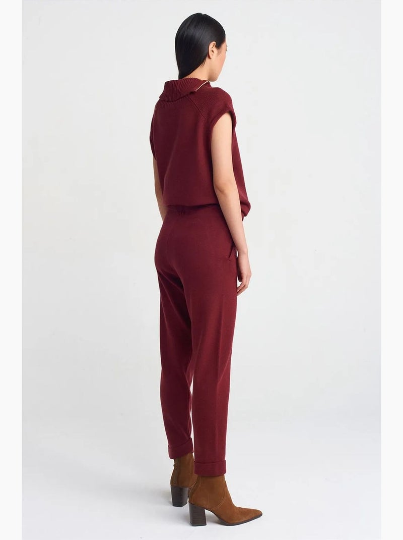 Calças jogger de malha com lurex para mulher dilvin Vermelho bordô - Kiabi