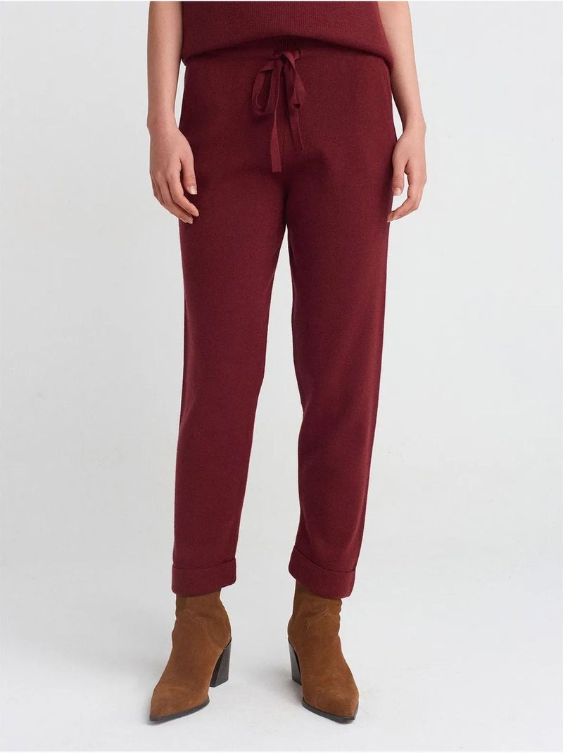 Calças jogger de malha com lurex para mulher dilvin Vermelho bordô - Kiabi