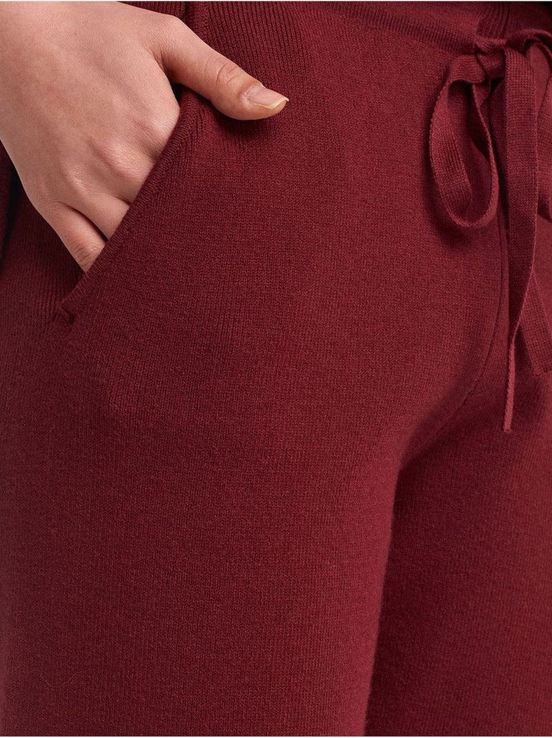 Calças jogger de malha com lurex para mulher dilvin Vermelho bordô - Kiabi
