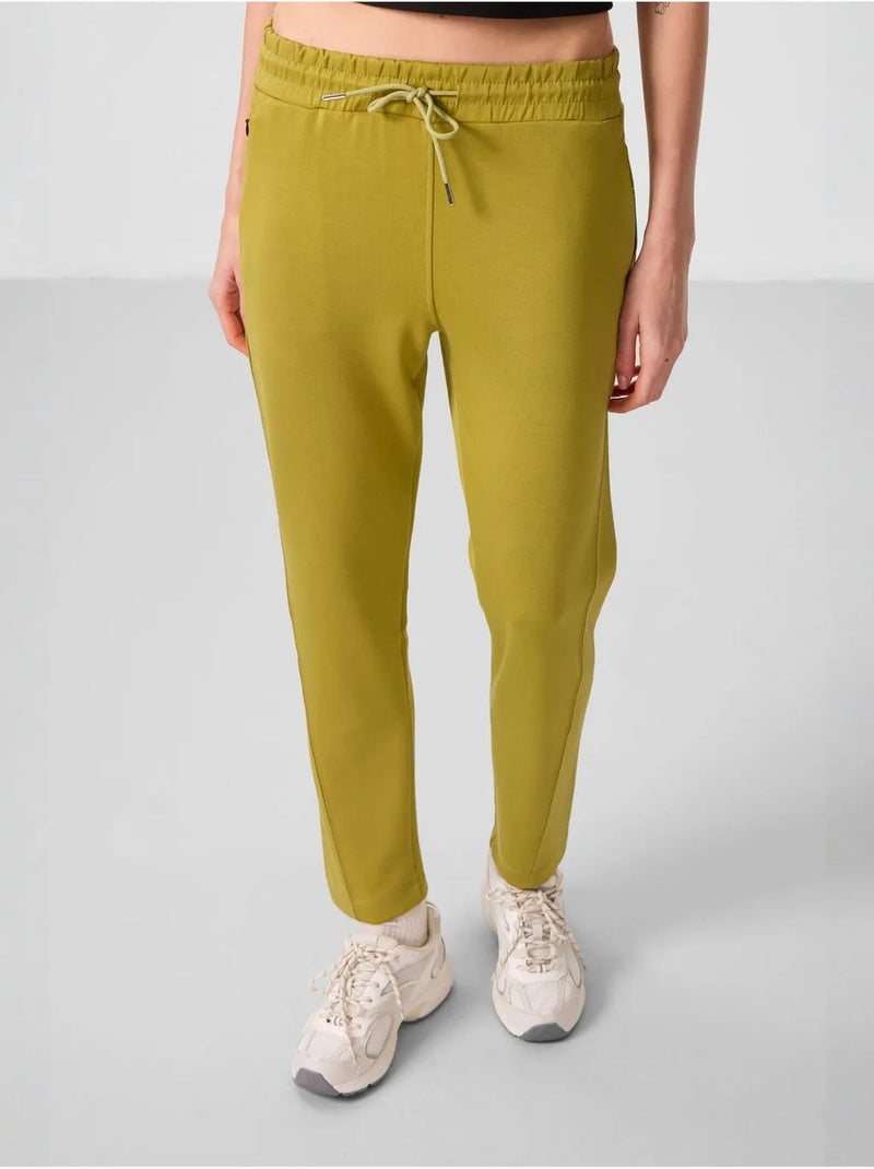 Calças jogger de mulher com fecho de correr tommy Cáqui - Kiabi