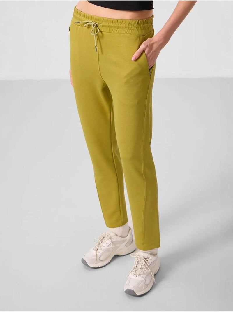 Calças jogger de mulher com fecho de correr tommy Cáqui - Kiabi