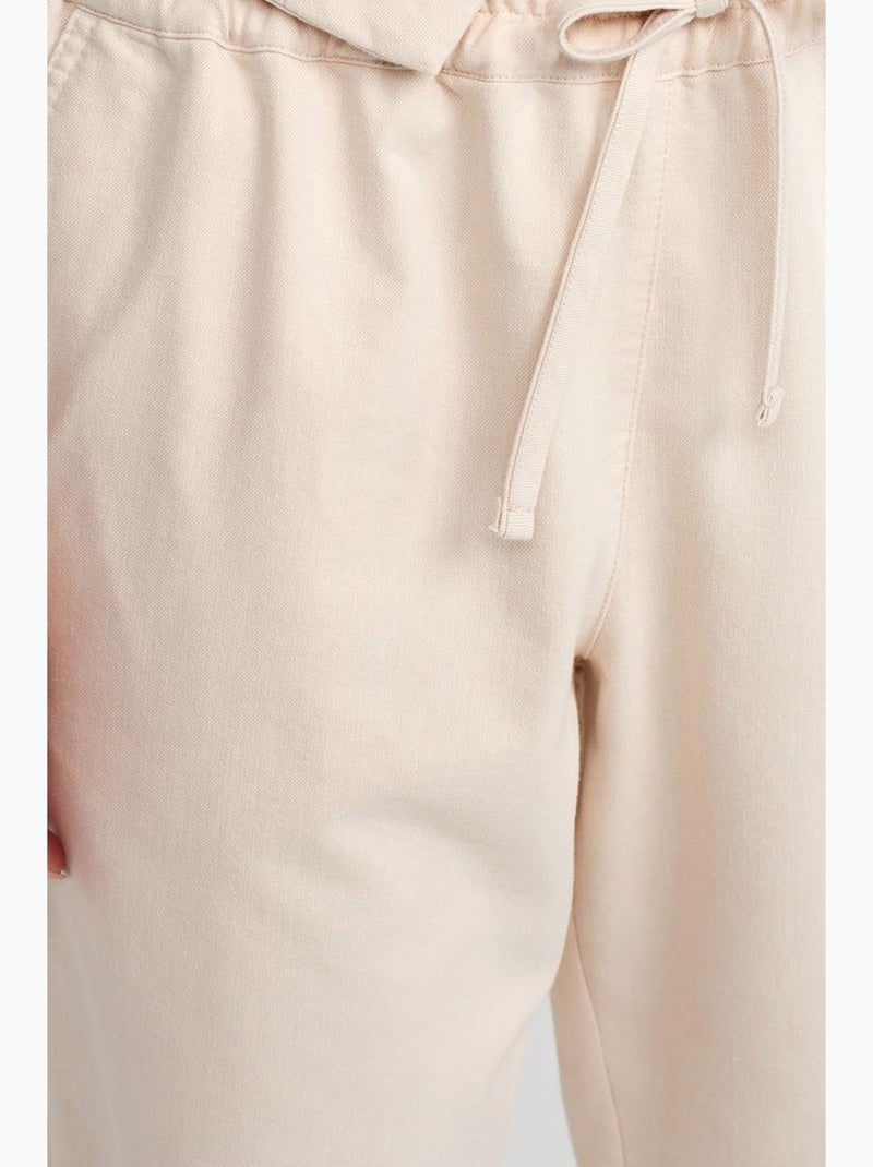 Calças jogger de mulher em mistura de linho Creme - Kiabi