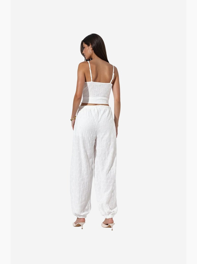 Calças jogger de tecido entrançado texturizado busem Branco sujo - Kiabi