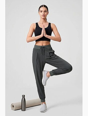 Calças jogger em jersey fino de cintura média com bolso tommy