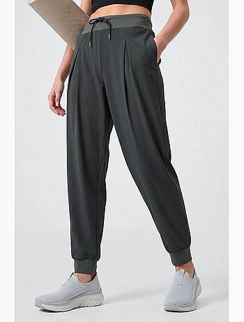 Calças jogger em jersey fino de cintura média com bolso tommy