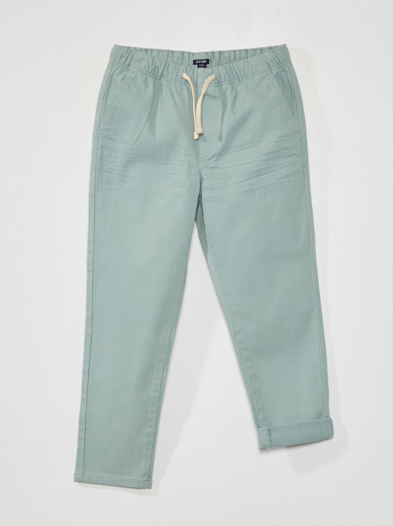 Calças jogger em sarja Azul - Kiabi