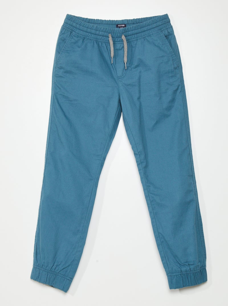 Calças jogger em sarja AZUL - Kiabi