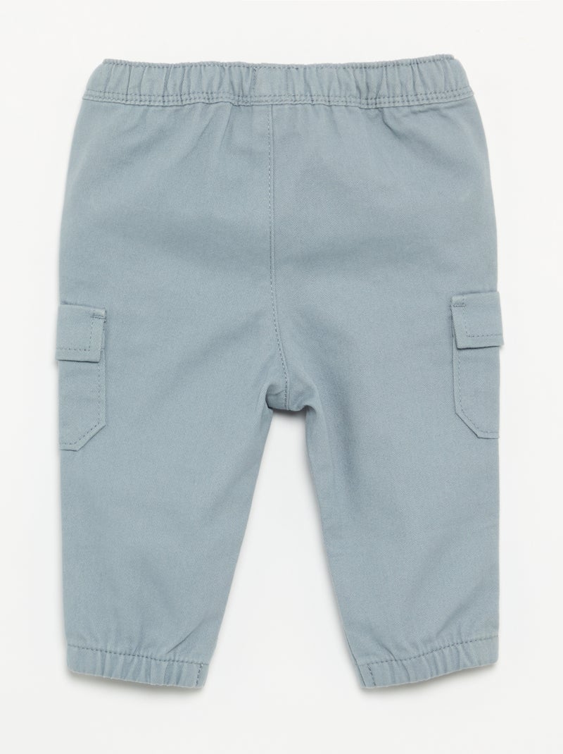 Calças jogger em sarja Azul - Kiabi