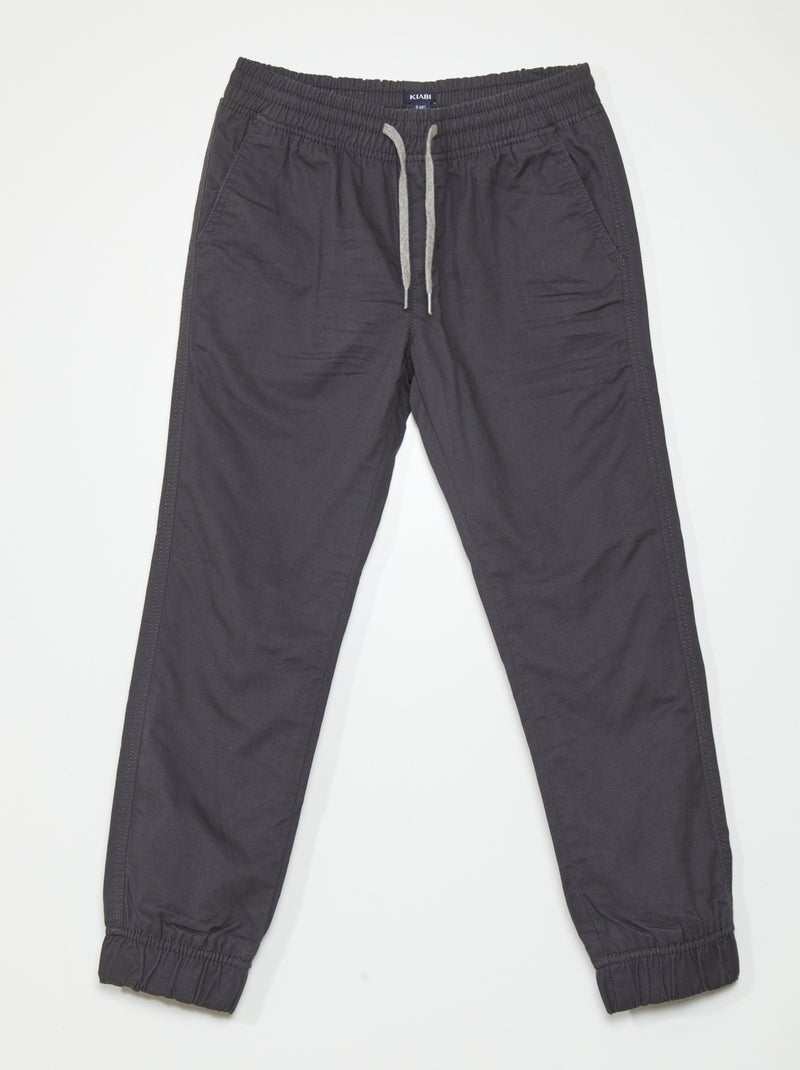 Calças jogger em sarja PRETO - Kiabi