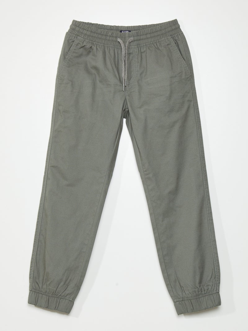 Calças jogger em sarja VERDE - Kiabi