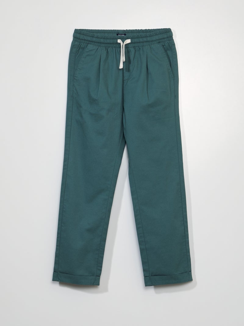 Calças jogger em sarja VERDE - Kiabi