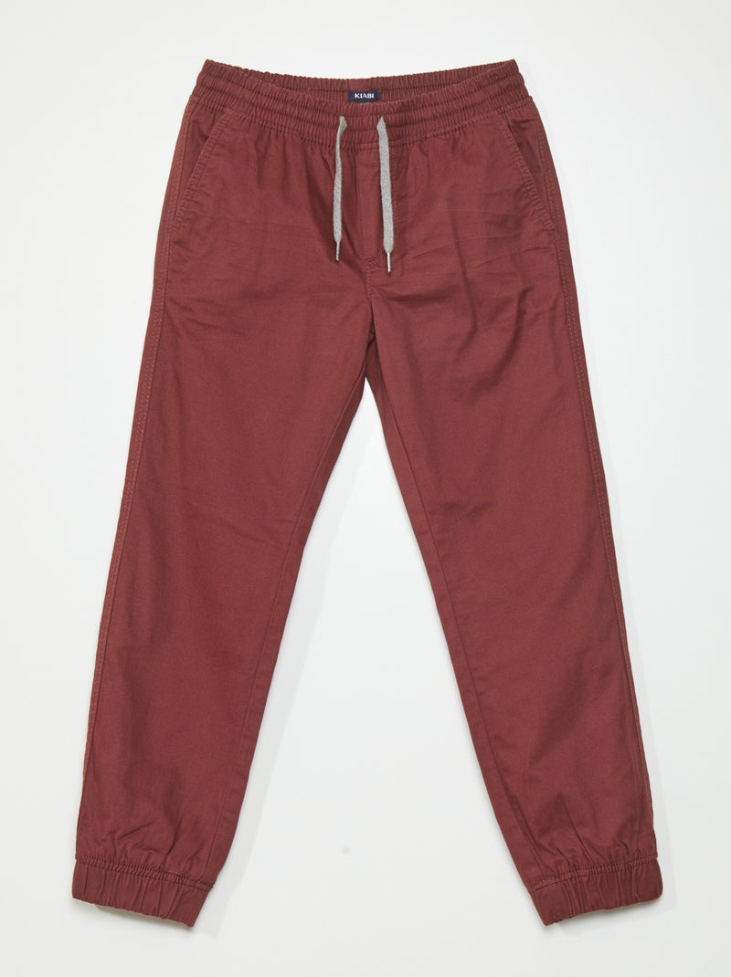 Calças jogger em sarja VERMELHO - Kiabi