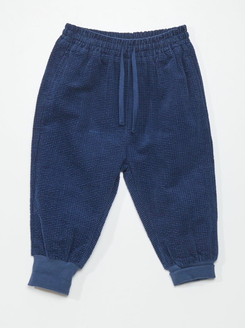 Calças jogger em veludo - Sempre + confortável Azul Escuro - Kiabi