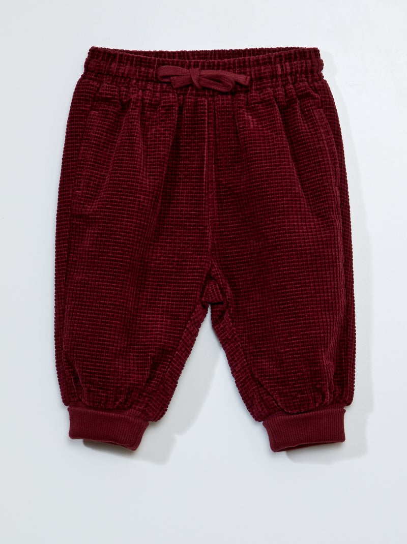 Calças jogger em veludo - Sempre + confortável VERMELHO - Kiabi