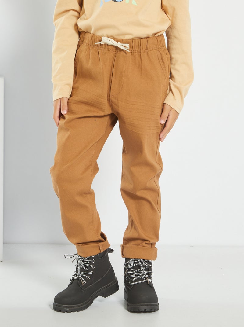 Calças jogger lisas BEGE - Kiabi