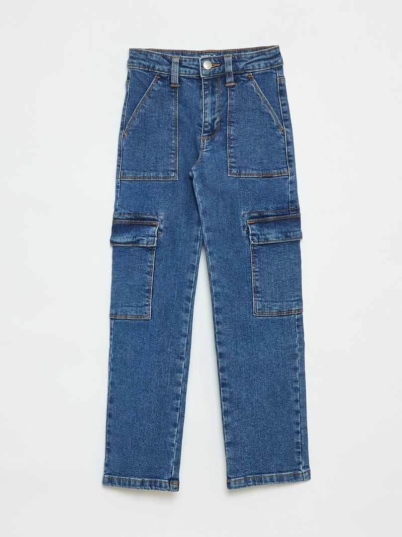 Calças justas com bolsos de aba - corte + confortáveis Azul - Kiabi