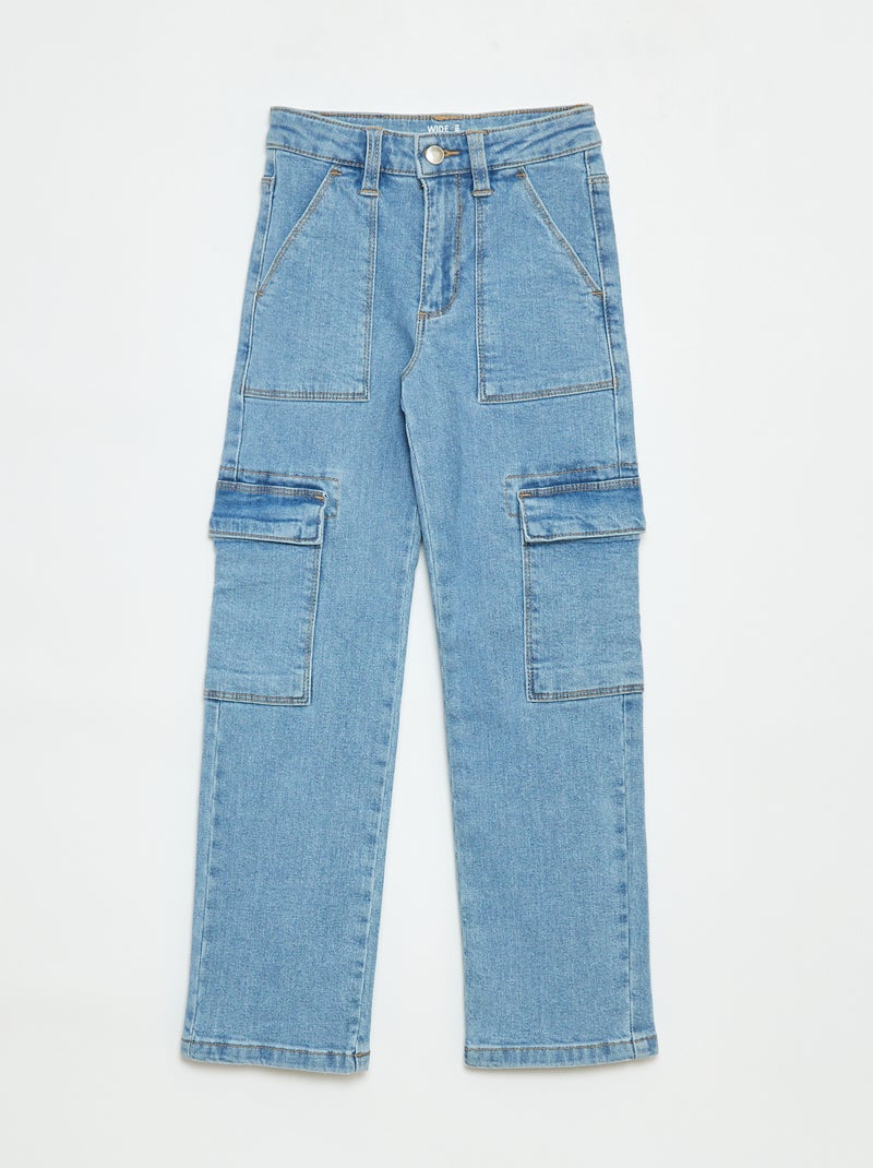 Calças justas com bolsos de aba - corte + confortáveis Azul - Kiabi