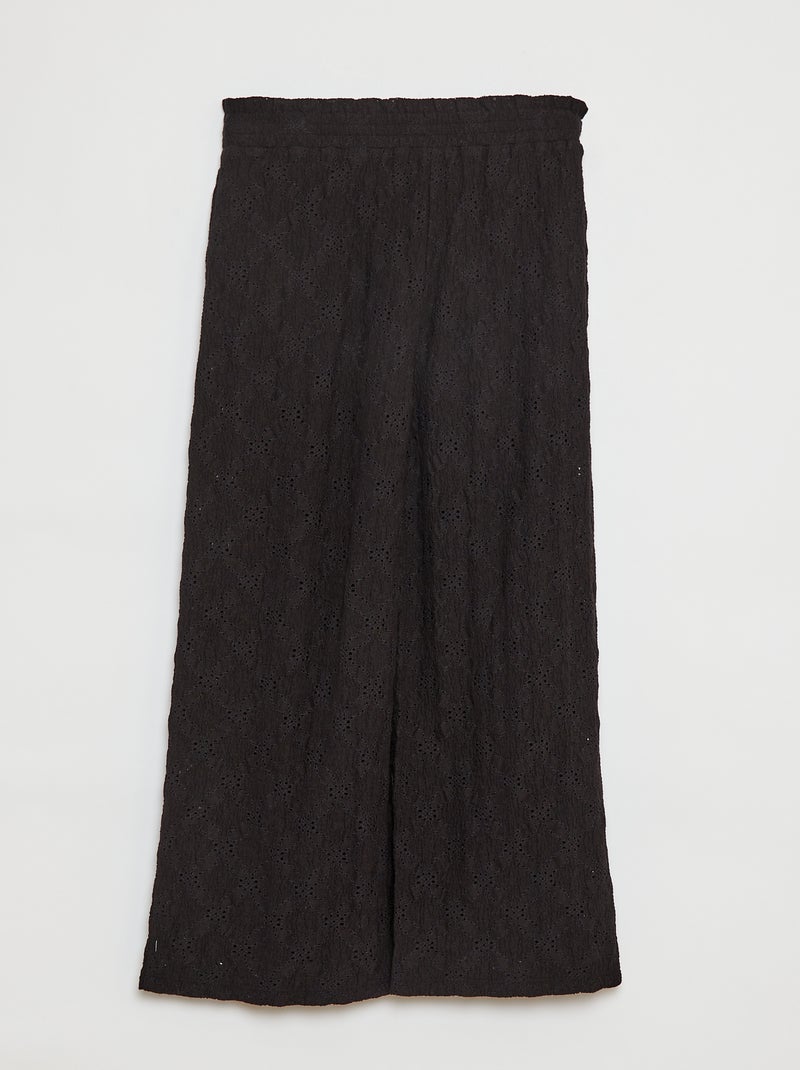 Calças largas ajuradas Preto - Kiabi