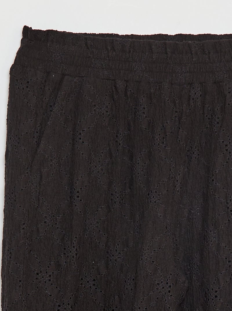 Calças largas ajuradas Preto - Kiabi