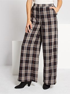 Calças largas aos quadrados - Kiabi