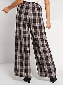 Calças largas aos quadrados - Kiabi