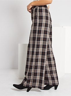 Calças largas aos quadrados - Kiabi