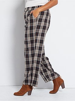Calças largas aos quadrados - Kiabi