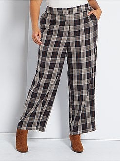 Calças largas aos quadrados - Kiabi