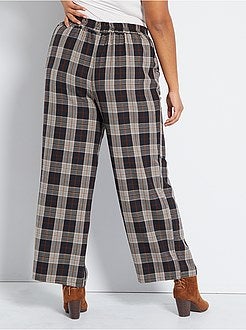 Calças largas aos quadrados - Kiabi