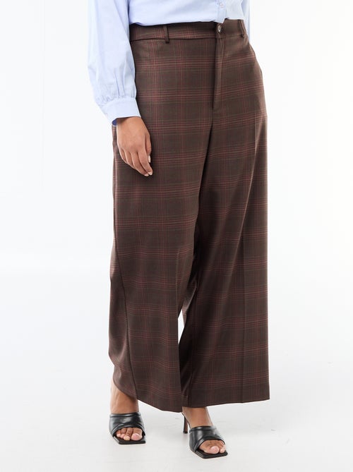 Calças largas aos quadrados - Kiabi