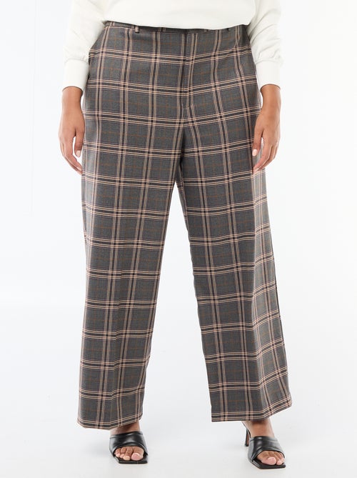 Calças largas aos quadrados - Kiabi