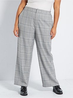 Calças largas aos quadrados - Kiabi