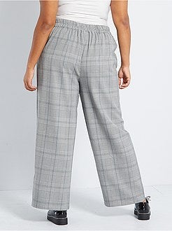 Calças largas aos quadrados - Kiabi