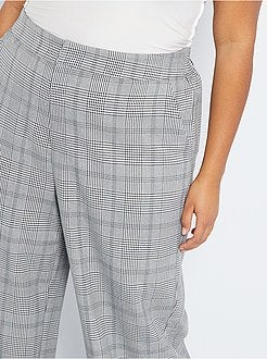 Calças largas aos quadrados - Kiabi