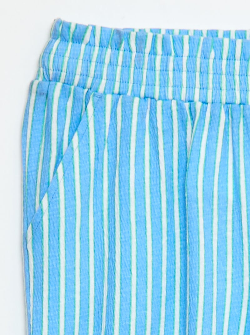 Calças largas às riscas Azul - Kiabi