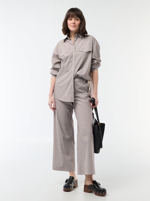 Calças largas às riscas - Kiabi